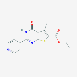 molecular formula C15H13N3O3S B493950 Ethyl 5-methyl-4-oxo-2-(4-pyridinyl)-3,4-dihydrothieno[2,3-d]pyrimidine-6-carboxylate CAS No. 724745-24-8
