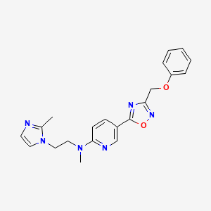 molecular formula C21H22N6O2 B4939603 N-methyl-N-[2-(2-methyl-1H-imidazol-1-yl)ethyl]-5-[3-(phenoxymethyl)-1,2,4-oxadiazol-5-yl]-2-pyridinamine 