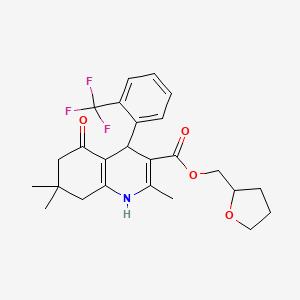 molecular formula C25H28F3NO4 B4939710 Tetrahydrofuran-2-ylmethyl 2,7,7-trimethyl-5-oxo-4-[2-(trifluoromethyl)phenyl]-1,4,5,6,7,8-hexahydroquinoline-3-carboxylate 
