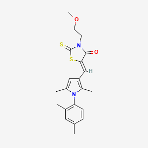 molecular formula C21H24N2O2S2 B4939759 (5Z)-5-[[1-(2,4-dimethylphenyl)-2,5-dimethylpyrrol-3-yl]methylidene]-3-(2-methoxyethyl)-2-sulfanylidene-1,3-thiazolidin-4-one 
