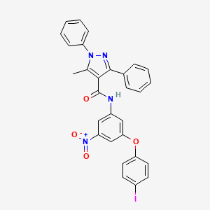 molecular formula C29H21IN4O4 B4939760 N-[3-(4-iodophenoxy)-5-nitrophenyl]-5-methyl-1,3-diphenyl-1H-pyrazole-4-carboxamide 