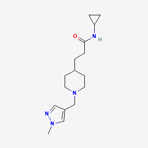 molecular formula C16H26N4O B4939762 N-cyclopropyl-3-{1-[(1-methyl-1H-pyrazol-4-yl)methyl]-4-piperidinyl}propanamide 