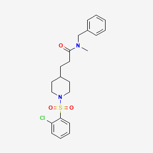 molecular formula C22H27ClN2O3S B4939875 N-benzyl-3-{1-[(2-chlorophenyl)sulfonyl]-4-piperidinyl}-N-methylpropanamide 