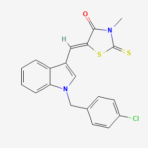 molecular formula C20H15ClN2OS2 B4940000 (5Z)-5-[[1-[(4-chlorophenyl)methyl]indol-3-yl]methylidene]-3-methyl-2-sulfanylidene-1,3-thiazolidin-4-one 