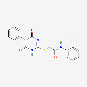 molecular formula C18H14ClN3O3S B4940019 N-(2-Chlorophenyl)-2-[(4,6-dioxo-5-phenyl-1,4,5,6-tetrahydropyrimidin-2-YL)sulfanyl]acetamide 
