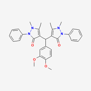 molecular formula C31H32N4O4 B4940187 4-[(3,4-Dimethoxyphenyl)-(1,5-dimethyl-3-oxo-2-phenylpyrazol-4-yl)methyl]-1,5-dimethyl-2-phenylpyrazol-3-one 