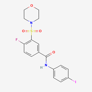 molecular formula C17H16FIN2O4S B4940325 4-fluoro-N-(4-iodophenyl)-3-morpholin-4-ylsulfonylbenzamide 