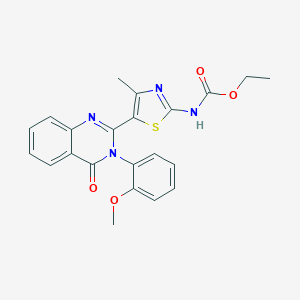 molecular formula C22H20N4O4S B494037 Ethyl 5-[3-(2-methoxyphenyl)-4-oxo-3,4-dihydro-2-quinazolinyl]-4-methyl-1,3-thiazol-2-ylcarbamate 