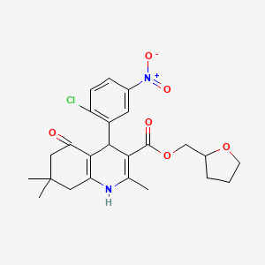 molecular formula C24H27ClN2O6 B4941263 Tetrahydrofuran-2-ylmethyl 4-(2-chloro-5-nitrophenyl)-2,7,7-trimethyl-5-oxo-1,4,5,6,7,8-hexahydroquinoline-3-carboxylate 