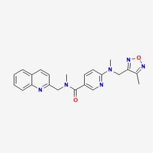 molecular formula C22H22N6O2 B4941553 N-methyl-6-[methyl-[(4-methyl-1,2,5-oxadiazol-3-yl)methyl]amino]-N-(quinolin-2-ylmethyl)pyridine-3-carboxamide 