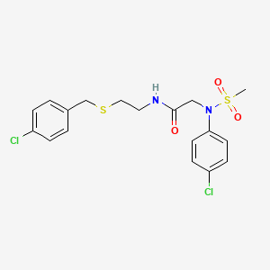 molecular formula C18H20Cl2N2O3S2 B4941618 N~1~-{2-[(4-chlorobenzyl)thio]ethyl}-N~2~-(4-chlorophenyl)-N~2~-(methylsulfonyl)glycinamide 