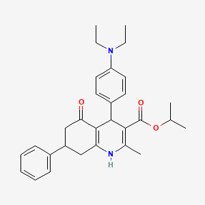 molecular formula C30H36N2O3 B4942050 Propan-2-yl 4-[4-(diethylamino)phenyl]-2-methyl-5-oxo-7-phenyl-1,4,5,6,7,8-hexahydroquinoline-3-carboxylate 