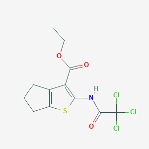 molecular formula C12H12Cl3NO3S B4942214 ethyl 2-[(2,2,2-trichloroacetyl)amino]-5,6-dihydro-4H-cyclopenta[b]thiophene-3-carboxylate 