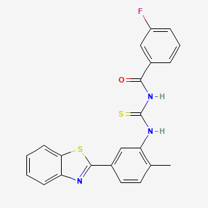 molecular formula C22H16FN3OS2 B4942273 N-{[5-(1,3-benzothiazol-2-yl)-2-methylphenyl]carbamothioyl}-3-fluorobenzamide 