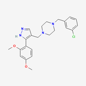 molecular formula C23H27ClN4O2 B4942901 1-[(3-chlorophenyl)methyl]-4-[[5-(2,4-dimethoxyphenyl)-1H-pyrazol-4-yl]methyl]piperazine 