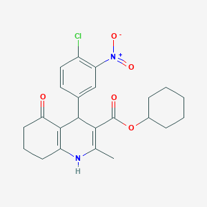 molecular formula C23H25ClN2O5 B4942903 Cyclohexyl 4-(4-chloro-3-nitrophenyl)-2-methyl-5-oxo-1,4,5,6,7,8-hexahydroquinoline-3-carboxylate 