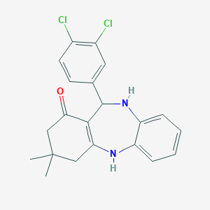 molecular formula C21H20Cl2N2O B494322 11-(3,4-dichlorophenyl)-3,3-dimethyl-3,4,10,11-tetrahydro-2H-dibenzo[b,e][1,4]diazepin-1-ol CAS No. 296886-24-3
