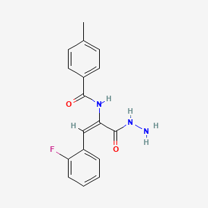 molecular formula C17H16FN3O2 B4943365 N-[(E)-1-(2-fluorophenyl)-3-hydrazinyl-3-oxoprop-1-en-2-yl]-4-methylbenzamide 