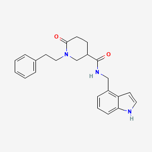 molecular formula C23H25N3O2 B4943513 N-(1H-indol-4-ylmethyl)-6-oxo-1-(2-phenylethyl)piperidine-3-carboxamide 