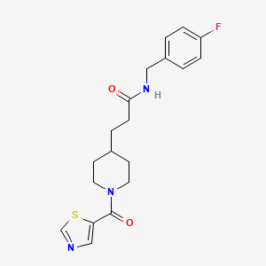 molecular formula C19H22FN3O2S B4943607 N-[(4-fluorophenyl)methyl]-3-[1-(1,3-thiazole-5-carbonyl)piperidin-4-yl]propanamide 