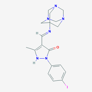 (4E)-2-(4-iodophenyl)-5-methyl-4-[(1,3,5-triazatricyclo[3.3.1.1~3,7~]dec-7-ylamino)methylidene]-2,4-dihydro-3H-pyrazol-3-one
