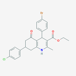 molecular formula C25H23BrClNO3 B494372 ethyl 4-(4-bromophenyl)-7-(4-chlorophenyl)-2-methyl-5-oxo-1,4,5,6,7,8-hexahydroquinoline-3-carboxylate 