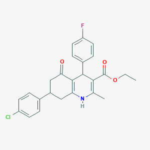molecular formula C25H23ClFNO3 B494373 ethyl 7-(4-chlorophenyl)-4-(4-fluorophenyl)-2-methyl-5-oxo-1,4,5,6,7,8-hexahydroquinoline-3-carboxylate 