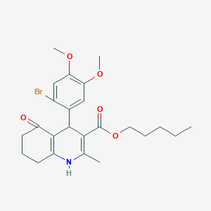 molecular formula C24H30BrNO5 B494381 pentyl 4-(2-bromo-4,5-dimethoxyphenyl)-2-methyl-5-oxo-1,4,5,6,7,8-hexahydroquinoline-3-carboxylate 