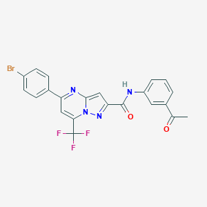 molecular formula C22H14BrF3N4O2 B494390 N-(3-acetylphenyl)-5-(4-bromophenyl)-7-(trifluoromethyl)pyrazolo[1,5-a]pyrimidine-2-carboxamide 