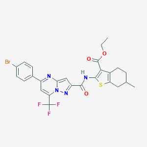 Ethyl 2-({[5-(4-bromophenyl)-7-(trifluoromethyl)pyrazolo[1,5-a]pyrimidin-2-yl]carbonyl}amino)-6-methyl-4,5,6,7-tetrahydro-1-benzothiophene-3-carboxylate