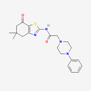 molecular formula C21H26N4O2S B4943950 N-(5,5-dimethyl-7-oxo-4,6-dihydro-1,3-benzothiazol-2-yl)-2-(4-phenylpiperazin-1-yl)acetamide 