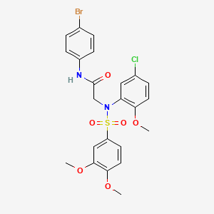 molecular formula C23H22BrClN2O6S B4943969 N-(4-bromophenyl)-2-(5-chloro-N-(3,4-dimethoxyphenyl)sulfonyl-2-methoxyanilino)acetamide 