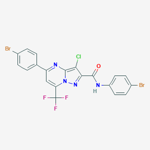 molecular formula C20H10Br2ClF3N4O B494400 N,5-bis(4-bromophenyl)-3-chloro-7-(trifluoromethyl)pyrazolo[1,5-a]pyrimidine-2-carboxamide 