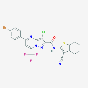 5-(4-bromophenyl)-3-chloro-N-(3-cyano-4,5,6,7-tetrahydro-1-benzothiophen-2-yl)-7-(trifluoromethyl)pyrazolo[1,5-a]pyrimidine-2-carboxamide