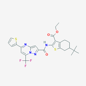 Ethyl 6-tert-butyl-2-({[5-(2-thienyl)-7-(trifluoromethyl)pyrazolo[1,5-a]pyrimidin-2-yl]carbonyl}amino)-4,5,6,7-tetrahydro-1-benzothiophene-3-carboxylate