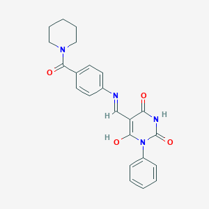 1-phenyl-5-{[4-(1-piperidinylcarbonyl)anilino]methylene}-2,4,6(1H,3H,5H)-pyrimidinetrione