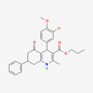 molecular formula C27H28BrNO4 B4944168 Propyl 4-(3-bromo-4-methoxyphenyl)-2-methyl-5-oxo-7-phenyl-1,4,5,6,7,8-hexahydroquinoline-3-carboxylate 