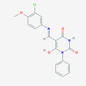5-[(3-chloro-4-methoxyanilino)methylene]-1-phenyl-2,4,6(1H,3H,5H)-pyrimidinetrione