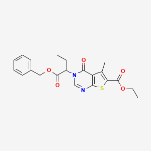 molecular formula C21H22N2O5S B4944299 Ethyl 5-methyl-4-oxo-3-(1-oxo-1-phenylmethoxybutan-2-yl)thieno[2,3-d]pyrimidine-6-carboxylate 