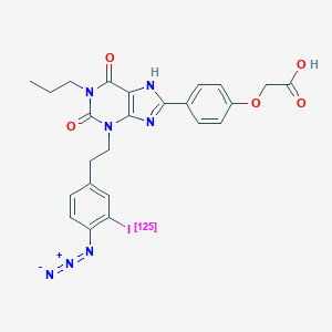 molecular formula C24H22IN7O5 B049443 2-[4-[3-[2-(4-Azido-3-(125I)iodanylphenyl)ethyl]-2,6-dioxo-1-propyl-7H-purin-8-yl]phenoxy]acetic acid CAS No. 112575-63-0