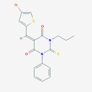 molecular formula C18H15BrN2O2S2 B494436 5-[(4-bromothien-2-yl)methylene]-1-phenyl-3-propyl-2-thioxodihydropyrimidine-4,6(1H,5H)-dione 