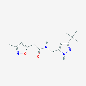molecular formula C14H20N4O2 B4944455 N-[(3-tert-butyl-1H-pyrazol-5-yl)methyl]-2-(3-methyl-1,2-oxazol-5-yl)acetamide 