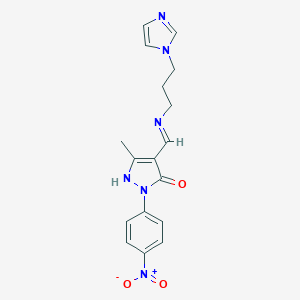 2-{4-nitrophenyl}-4-({[3-(1H-imidazol-1-yl)propyl]amino}methylene)-5-methyl-2,4-dihydro-3H-pyrazol-3-one