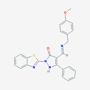 1-(1,3-benzothiazol-2-yl)-4-{(E)-[(4-methoxybenzyl)imino]methyl}-3-phenyl-1H-pyrazol-5-ol