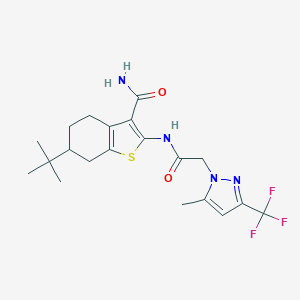 6-tert-butyl-2-({[5-methyl-3-(trifluoromethyl)-1H-pyrazol-1-yl]acetyl}amino)-4,5,6,7-tetrahydro-1-benzothiophene-3-carboxamide