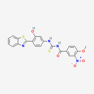 molecular formula C22H16N4O5S2 B4944693 N-({[4-(1,3-benzothiazol-2-yl)-3-hydroxyphenyl]amino}carbonothioyl)-4-methoxy-3-nitrobenzamide 