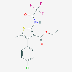 molecular formula C16H13ClF3NO3S B494483 Ethyl 4-(4-chlorophenyl)-5-methyl-2-[(trifluoroacetyl)amino]thiophene-3-carboxylate 