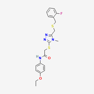molecular formula C21H23FN4O2S2 B4944957 N-(4-ethoxyphenyl)-2-[[5-[(2-fluorophenyl)methylsulfanylmethyl]-4-methyl-1,2,4-triazol-3-yl]sulfanyl]acetamide 