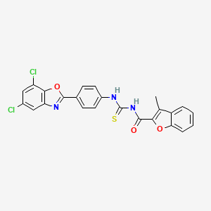 molecular formula C24H15Cl2N3O3S B4945080 N-{[4-(5,7-dichloro-1,3-benzoxazol-2-yl)phenyl]carbamothioyl}-3-methyl-1-benzofuran-2-carboxamide 