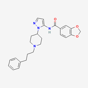 molecular formula C25H28N4O3 B4945250 N-{1-[1-(3-phenylpropyl)-4-piperidinyl]-1H-pyrazol-5-yl}-1,3-benzodioxole-5-carboxamide 